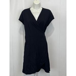 ADAY Super Cool Wrap Dress Short Sleeve Tie Stretch Nylon Black Size M